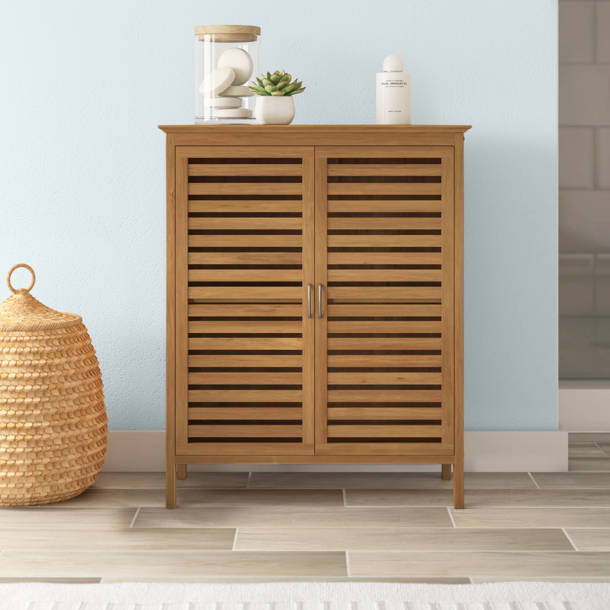 Beachcrest Home Mitch Solid Wood Freestanding Bathroom Cabinet ...
